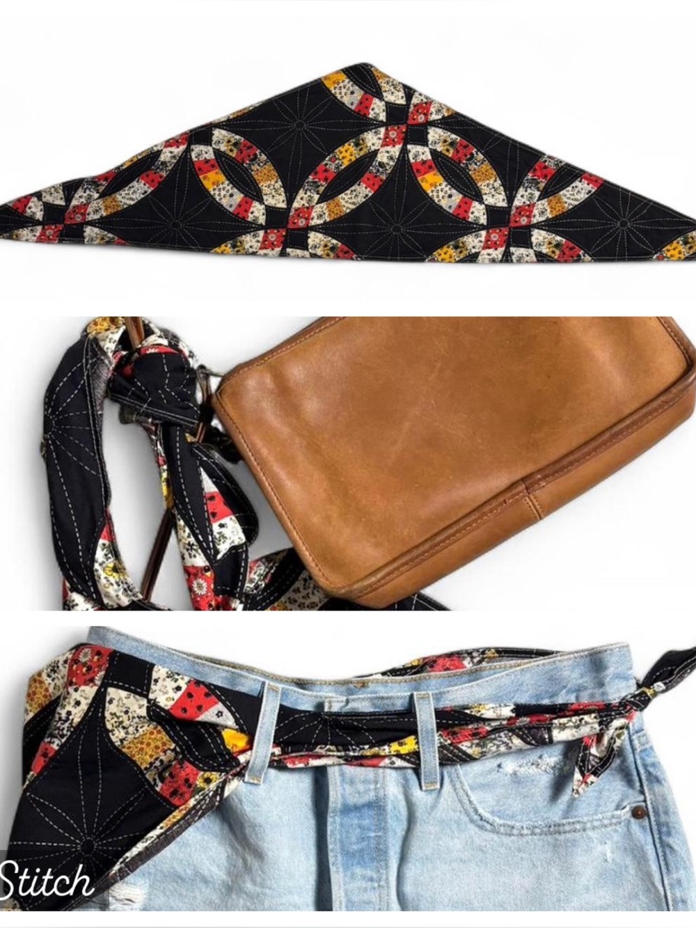 Vintage Quilted Patchwork Style Bandana Hair Scarf Accessory Free People Inspo